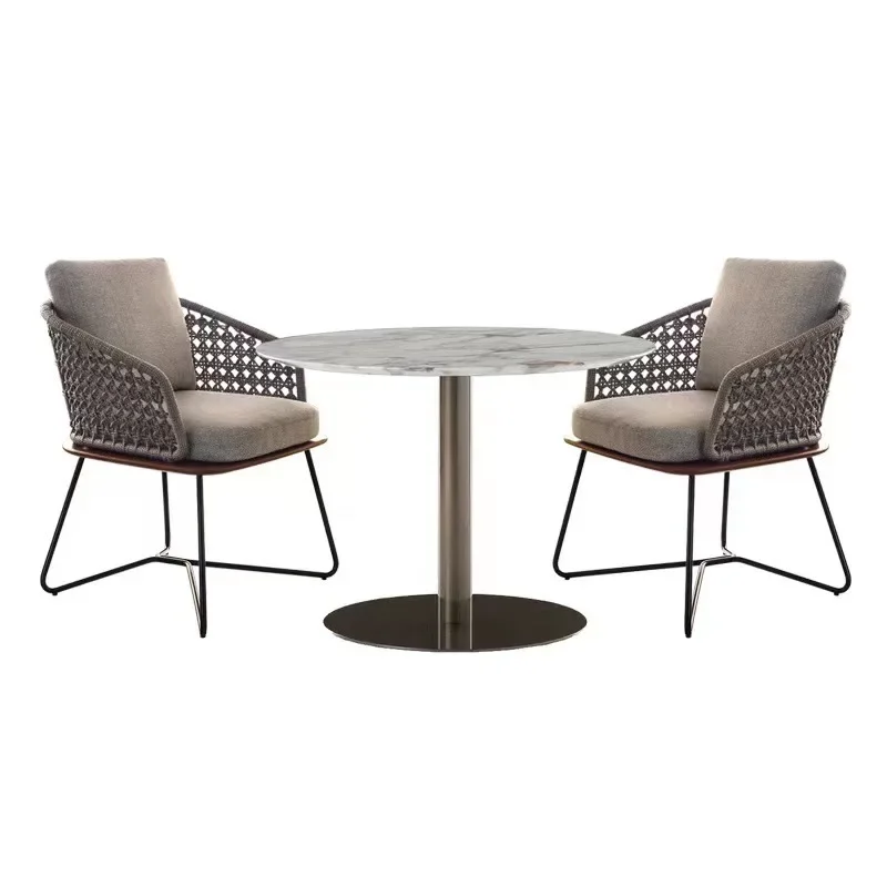 

Nordic outdoor tables and chairs leisure balcony villa courtyard simple rattan tables and chairs cafe terrace rattan chairs thre