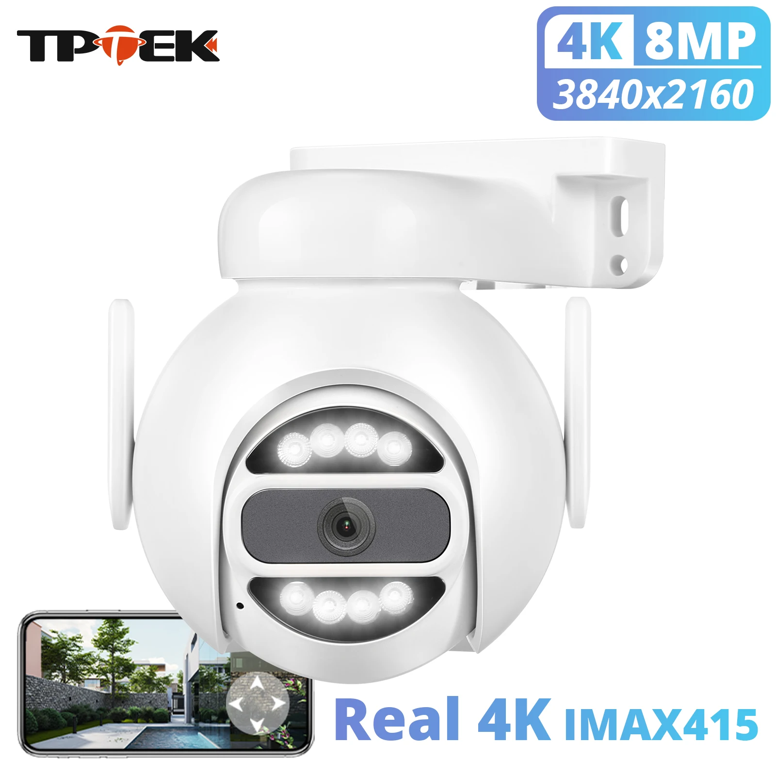 4K 8mp IP Camera WiFi PTZ Security Surveillance Camera 5MP 4MP Wi-Fi CCTV Motion Tracking Color Night Vision CamHi CamHipro Cam