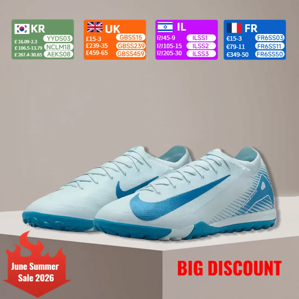 Nike Mercurial Vapor 16 Pro Zoom Vapor 16 Pro TF Unisex Non-Slip Durable Soccer Cleats  White/Blue FQ8687-400