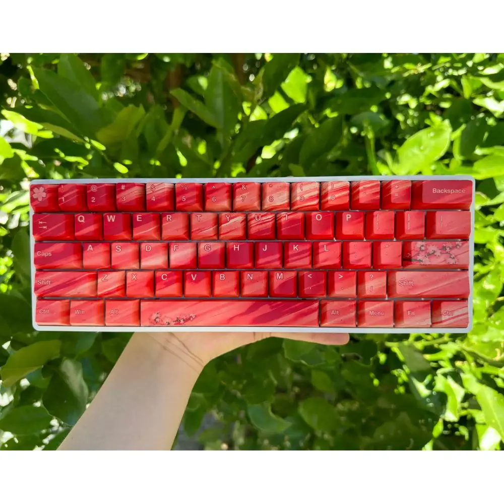 Plum blossom key cap Original height PBT five-sided sublimation personality creative magnetic axis Chinese style key cap
