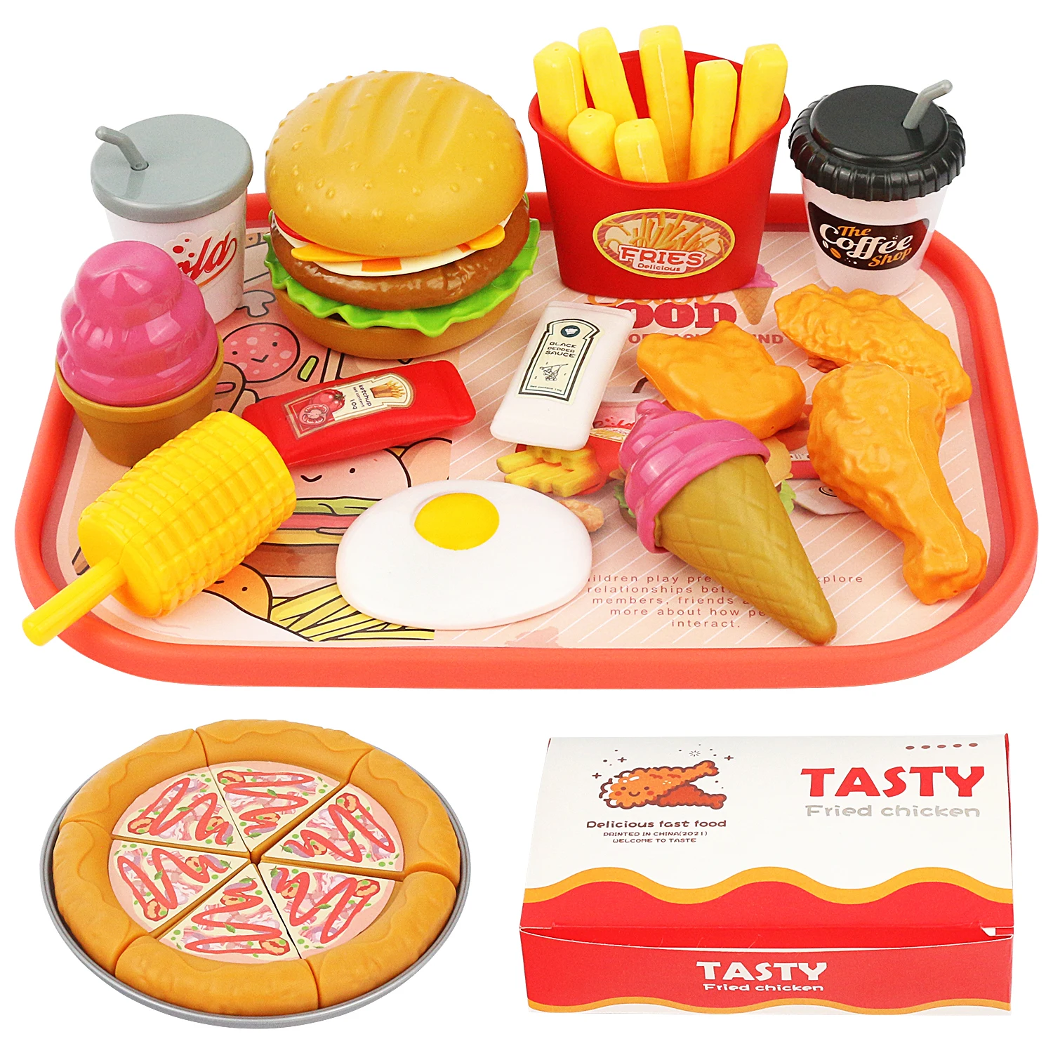 

40PCS Kids Kitchen Toys Fast Food Hamburger Set Pretend Play Mini Kitchen Food Educational Toy Role Playing House Games