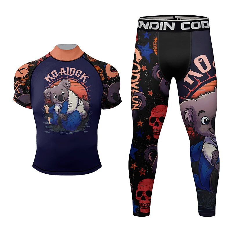 Cody Lundin Nuovo ad alta compressione jiu jitsu No Gi MMA BJJ Sport Set da 4 pezzi Traspirante Bodybuilding Morbidezza Abbigliamento per uomo