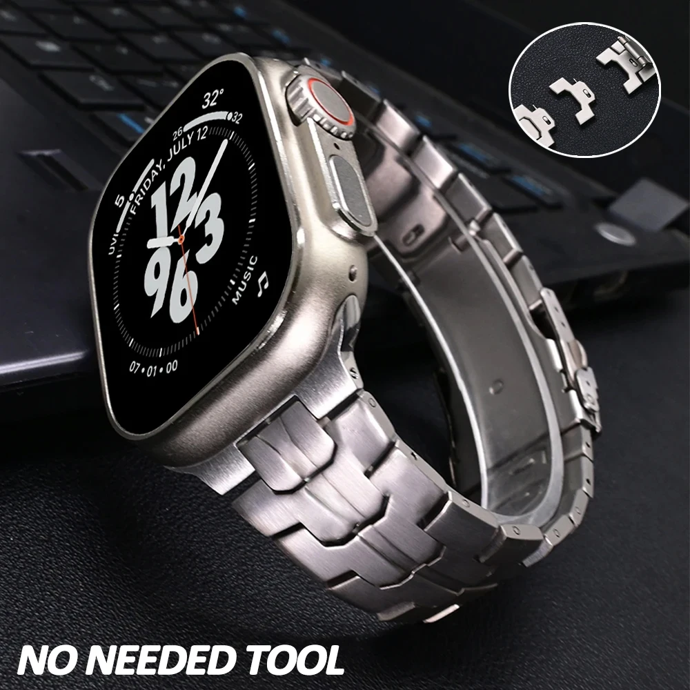 

Титановый ремешок для Apple Watch Ultra 2 49 мм 10 46 мм 9 8 7 45 мм Ремешок для часов Деловой мужской браслет для iWatch 6 5 4 se 44 45 мм Ремешок