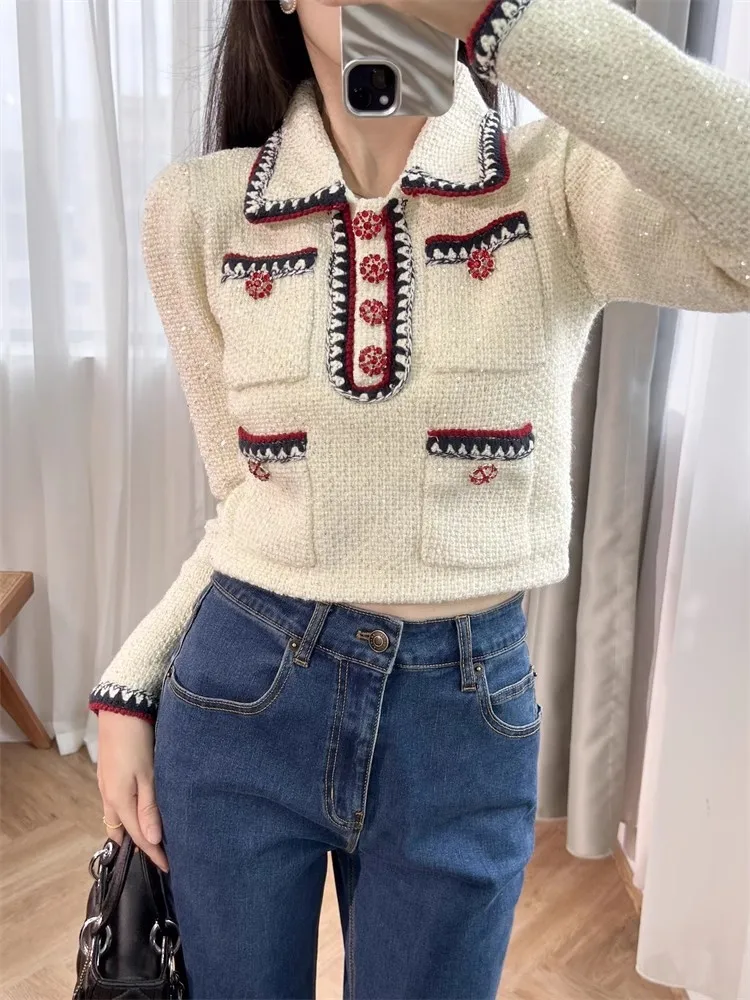 Office Ladies Elegant Jacket Skirt Tow Piece Set Fashion Slim Women Knitted Pullover Top High Waist A-Line Skirt Matching Sets