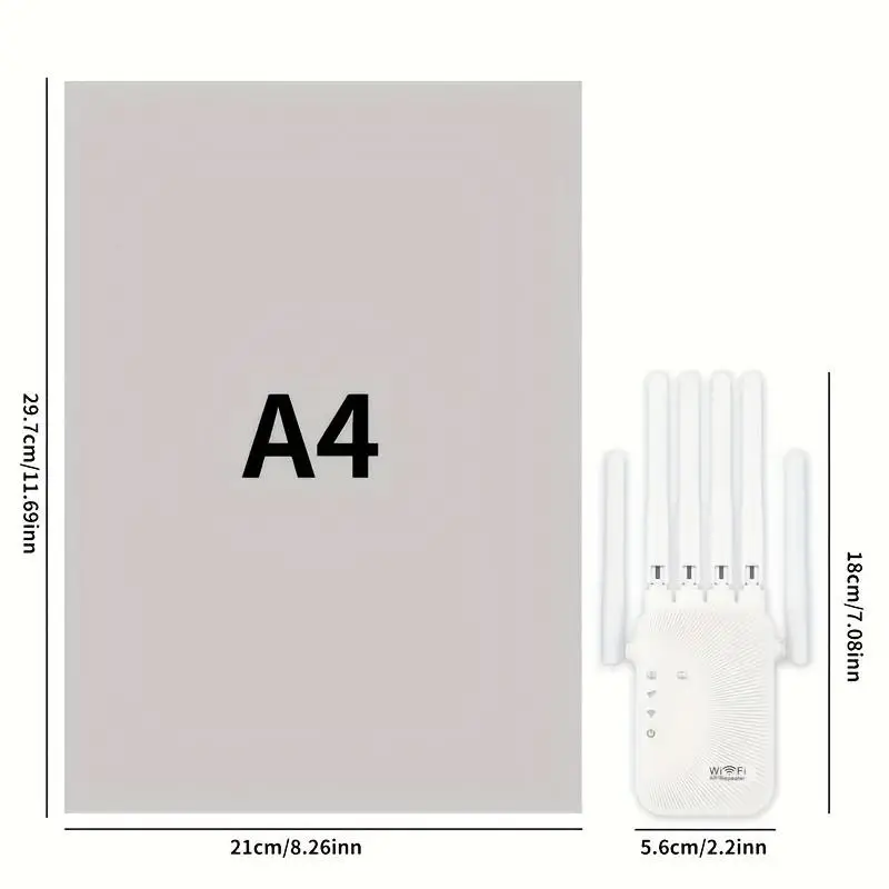 1200Mbps WiFi Repeater Dual Band 5G/2.4GHz Wireless Range Extender Signal Booster Network Amplifier for Whole Home Coverage