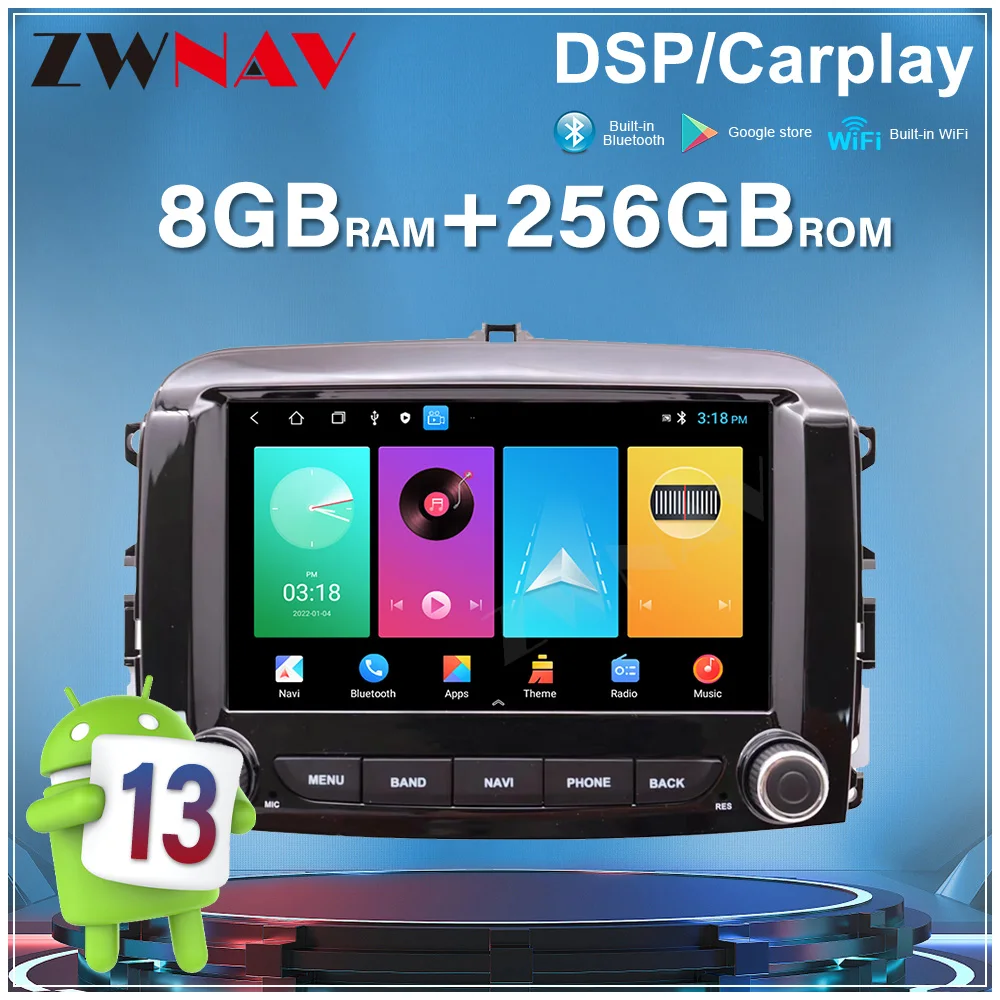 For Fiat 500L 2012-2019 Tesla Style Android Car GPS Navigation Multimedia Car Radio Head Unit  Player