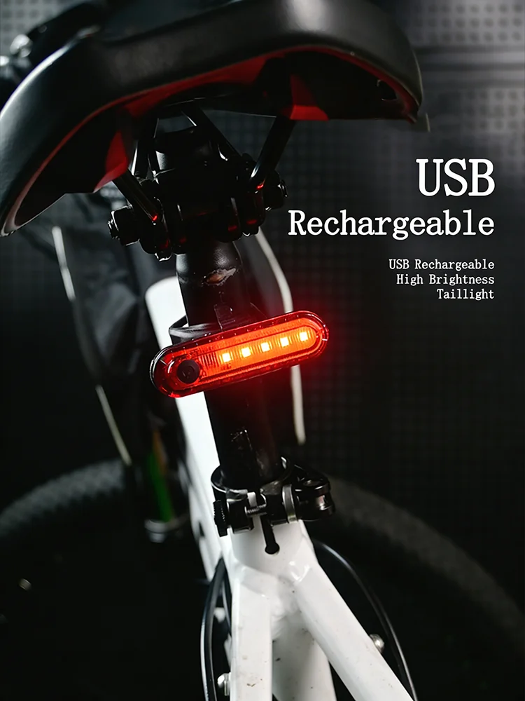 AliExpress NONE Front and Rear Lamp Bike Lighting Bicycle Light LED Headlight Taillight Recharged Cycling Light Green Red White Light