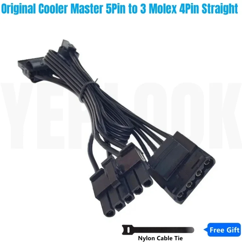 5Pin to 3 Molex 4Pin Straight, Peripheral PATA IDE Power Cable for Cooler Master V750 V850 V1000 V1300 Modular Power PSU, 18AWG