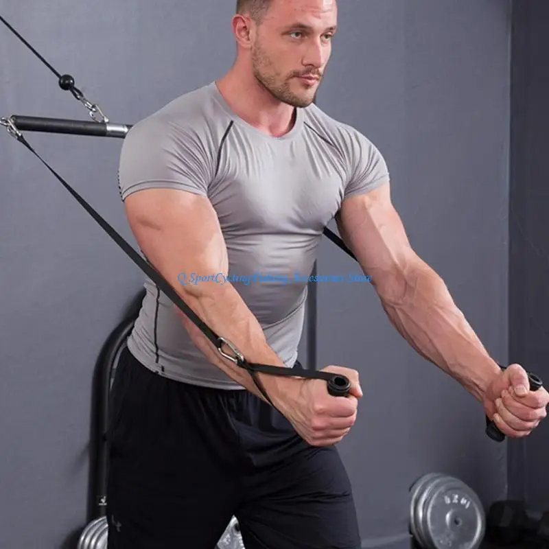 حبل سحب للأسفل للتجديف ثلاثي الرؤوس بقبضة يد LAT شريط سحب للأسفل لآلة كابل الصالة الرياضية #2