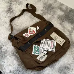 Autumn New Vintage American Campus Spicy Girl Sticker Postman Bag Made of Old Star Bag Crossbody Bag