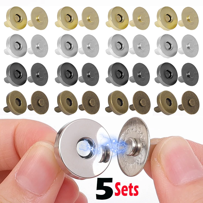 10sets Magnetic Snap Fasteners Clasps Buttons Handbag Purse Wallet Craft Bags Parts Accessories Adsorption Buckle 14mm 18mm