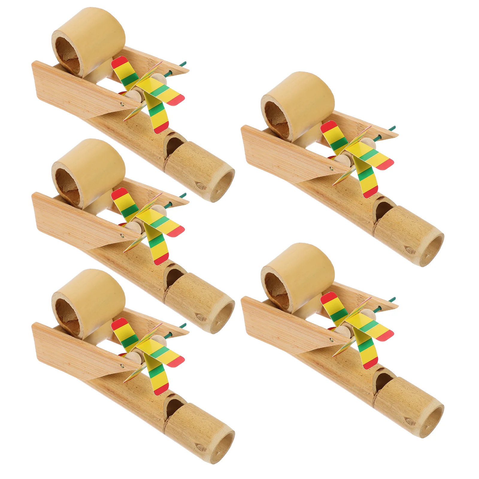 Molino de viento de bambú para niños, juguete con silbato de pájaro, Mini flauta, fácil de montar, abalorio Natural, tamaño portátil, música, 5 uds.