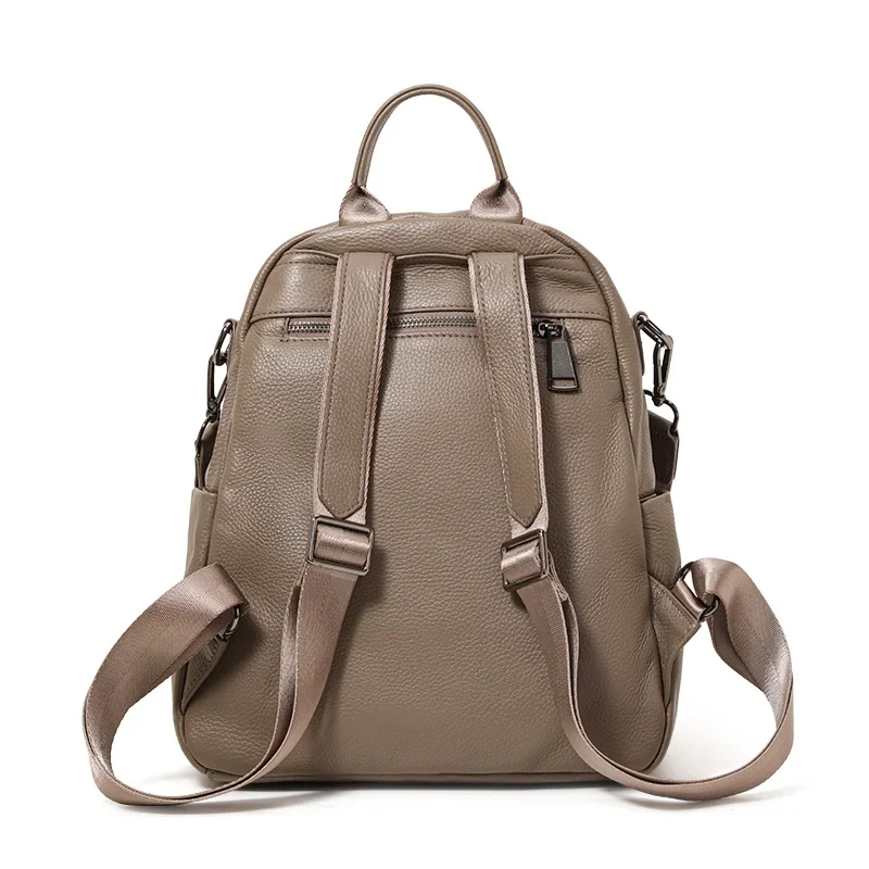 Aidrani Cowhide Women Travel Backpack, Multi‑Pocket Anti‑Theft Rucksack, Convertible Zipper Shoulder Handbag for Daily Outdoor