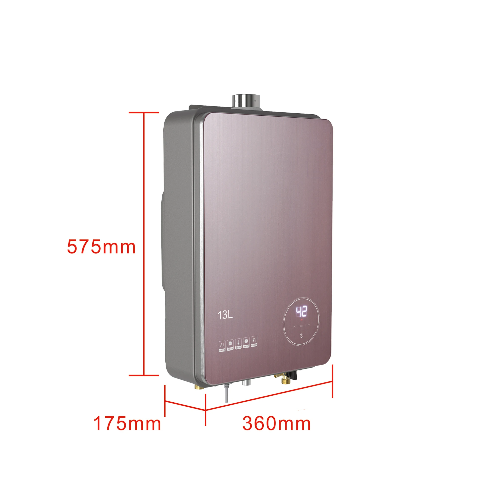 13L-24L Dry Instant Gas Water Heater Shower Natural Gas Tankless Copper International Security Standards for Fever Prevention