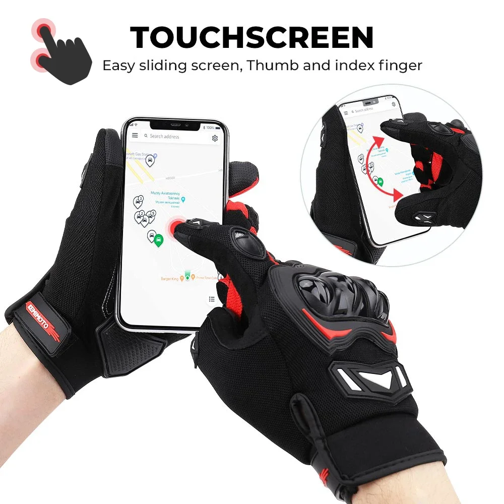 KEMiMOTO Motorcycle Gloves Breathable Cycling Mountain Bike Guantes Motocross Touch Screen Moto Gloves Men Women Spring Summer