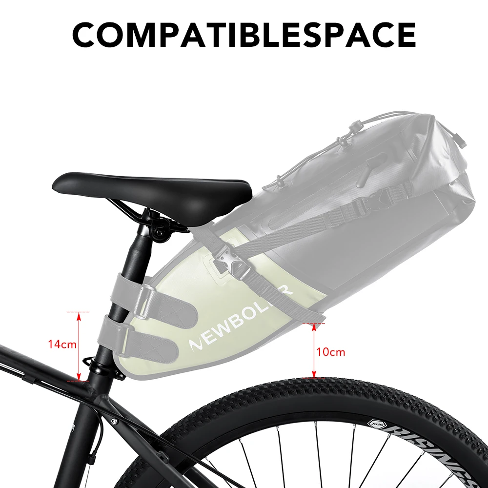 NEWBOLER Fahrrad-Satteltaschen-Stabilisator-Set, wasserdicht, 13 l, großes Fassungsvermögen, stabiler für MTB, Rennrad, passend für Wasserflaschenhalter – Detail 16