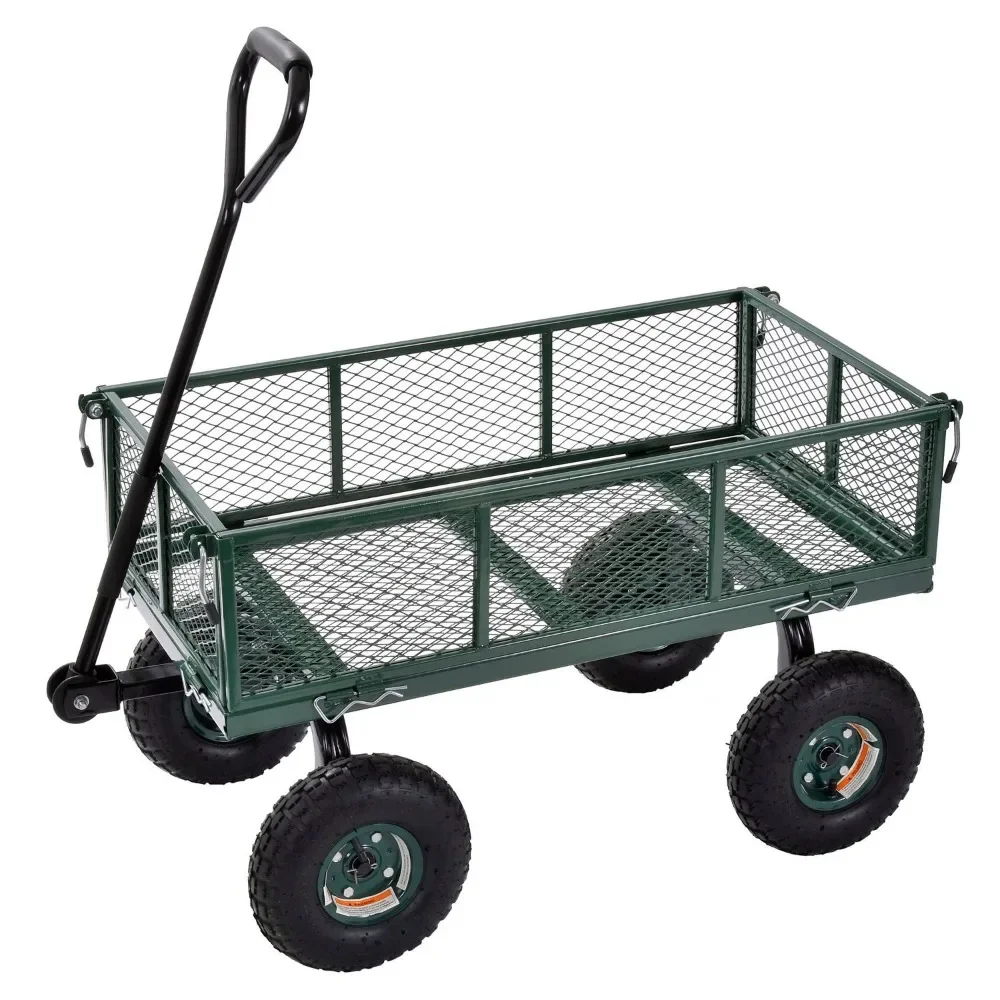 Multi-purpose Cart With Wheels Trolley 400 Lb. Load Capacity Folding Cart Muscle Carts Steel Utility Garden Wagon Cargo Trolleys