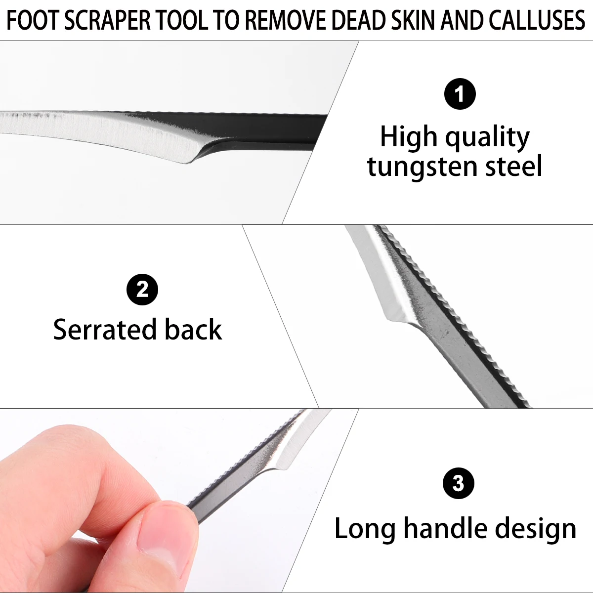 

2 Pcs Remover Scraper Heel Hard Skin Tool Tungsten Steel Exfoliating Pedicure Removal