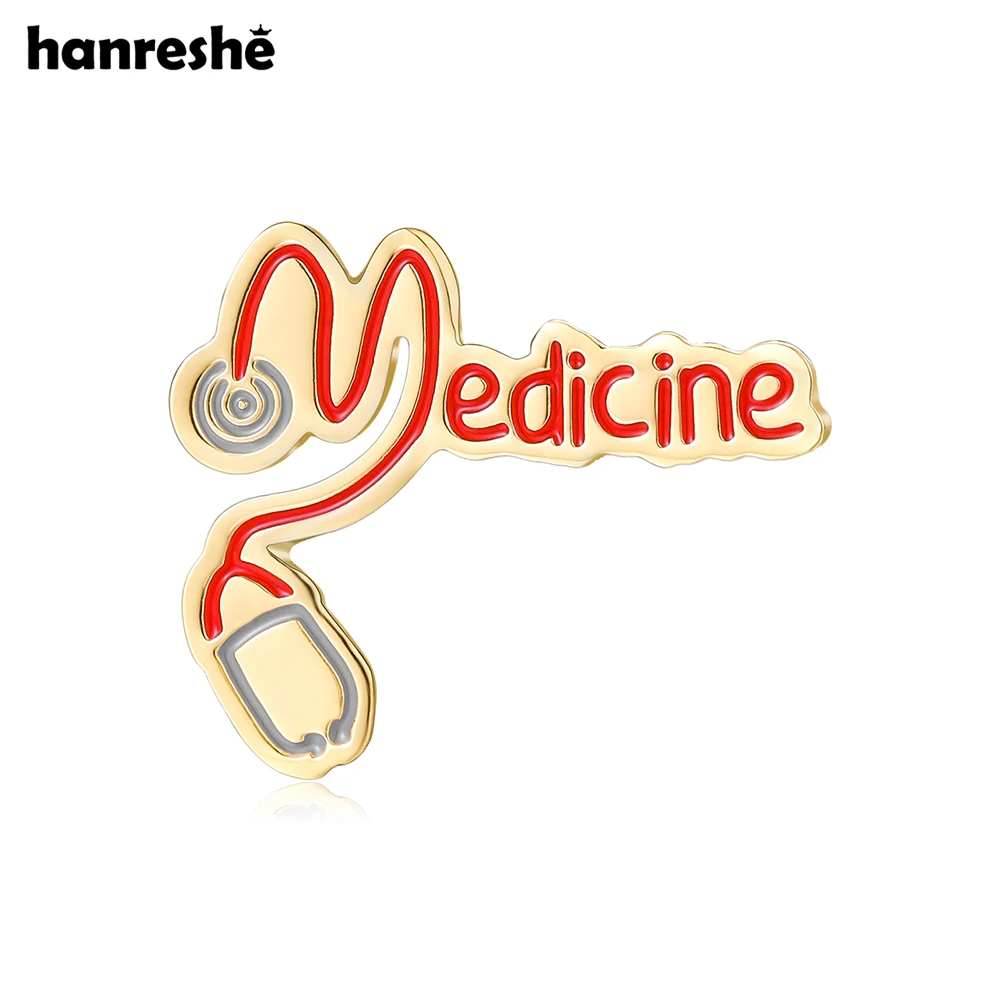 Hanreshe Medicine Stethoscope Enamel Brooch New Medical Pin for Doctor Nurse Nursing Student Backpack Lapel Badge Accessories