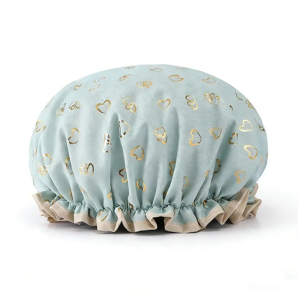 Double Layered Waterproof Shower Cap Hair Cap for Women Bathing Essential Bathroom Tool Sweet and Practical Supplies