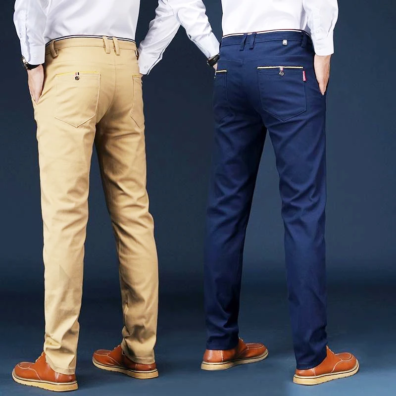 Men Casual Pants Slim Plaid Pencil Pants Fashion Male Business Suit Pant Wedding Trousers pantalones hombre