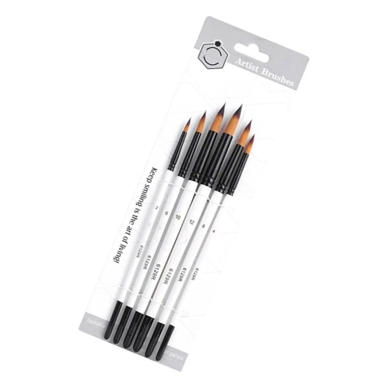 Nylon Bristle Paint Brush for Artist Beginner Oil Acrylics Watercolor Painting K92C