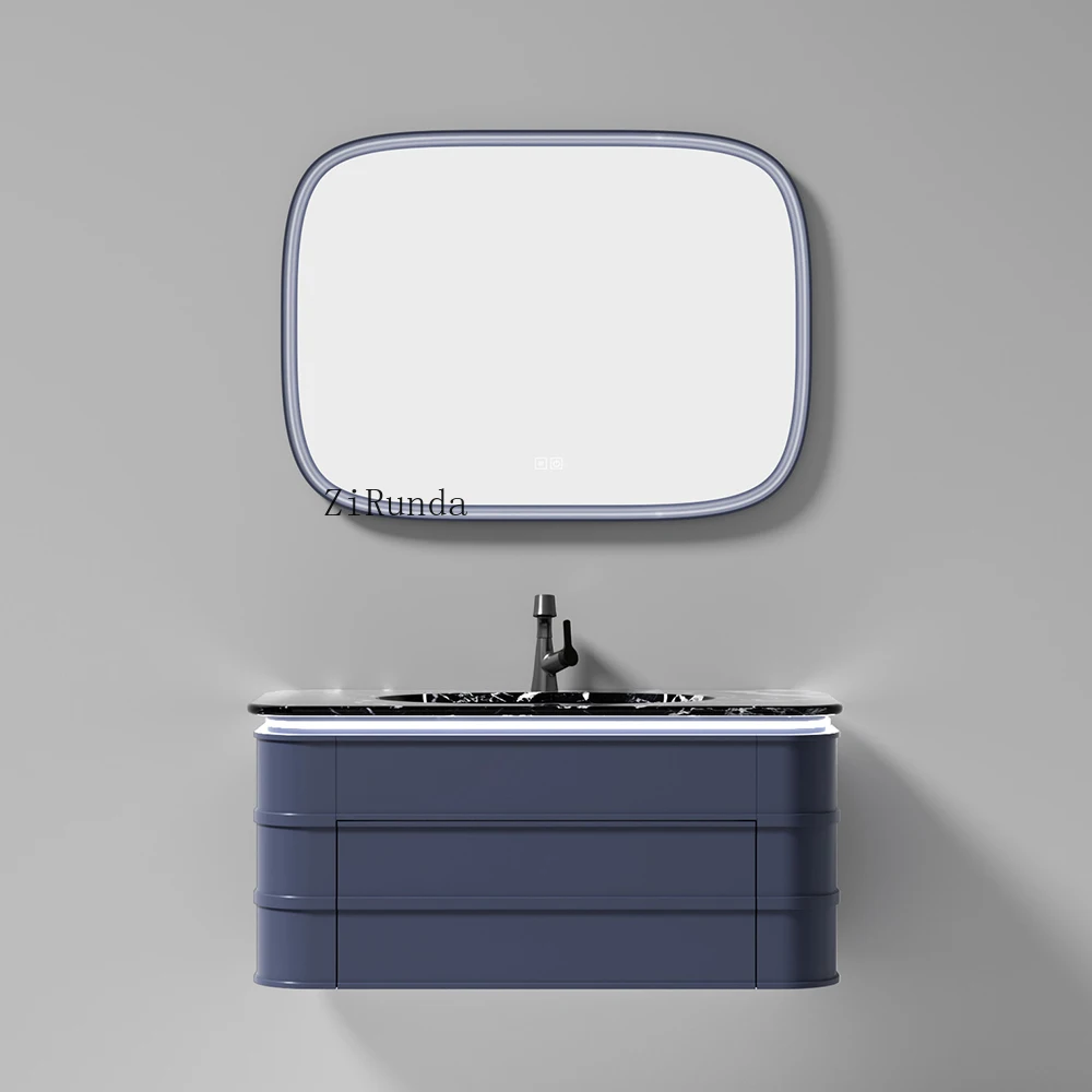 Black WC Vanity Modern waterproof bathroom cabinet Vanity with sink and mirror