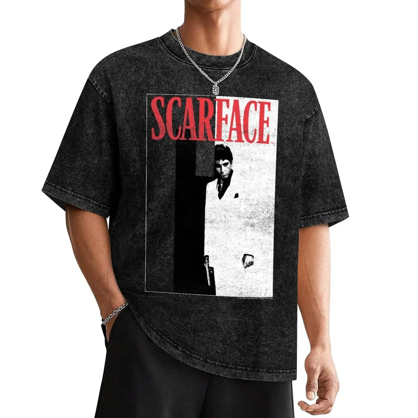 Scarface Two-Toned Movie Poster T-Shirt Aesthetic clothing animal prinfor boys cute clothes black t shirts for men