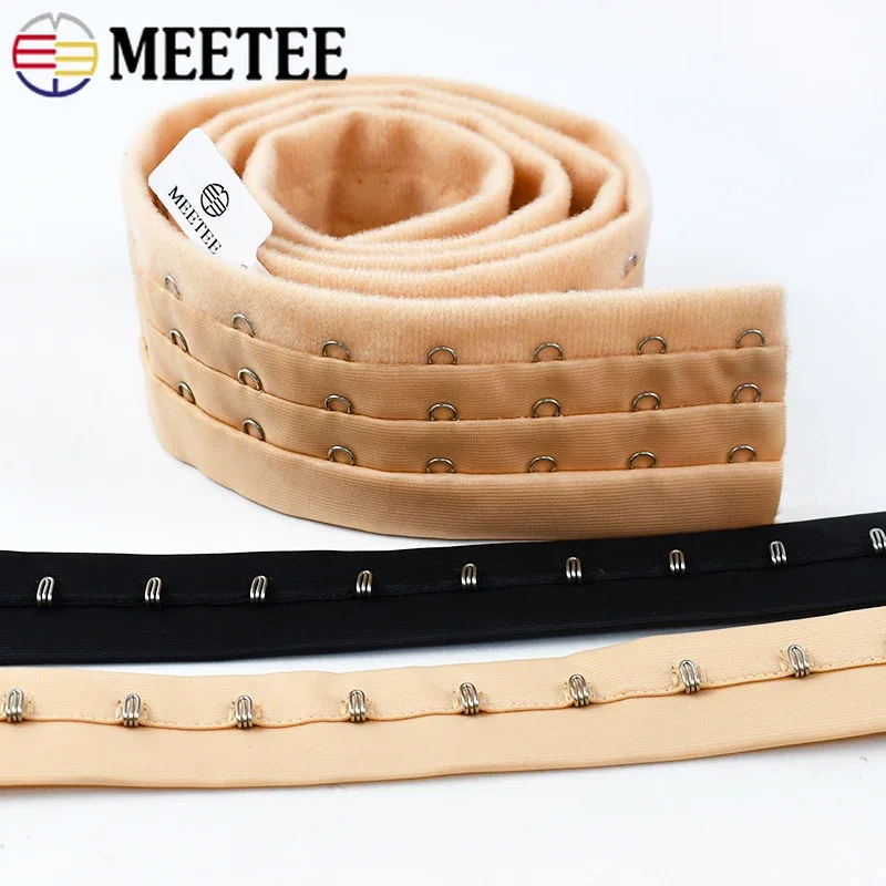 1Yard Meetee Bra 3 Rows Underwear Clip Shaper Hook & Tape Back Buckle Corset Waist Extender DIY Sewing Garment Accessories