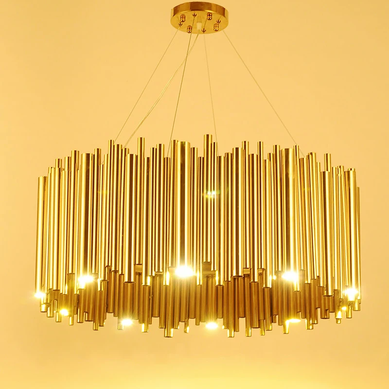 Italian Design Gold Delightfull Brubeck Chandelier Aluminum Alloy Tube Suspension Luminaire oval rectangle chandelier project