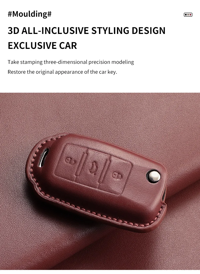 Leder-Autoschlüsselhülle für Polo Golf7 MK7 Tiguan Passat Golf Jetta Lavida Autofernbedienung Schlüsselhülle Zubehör – Detail 7