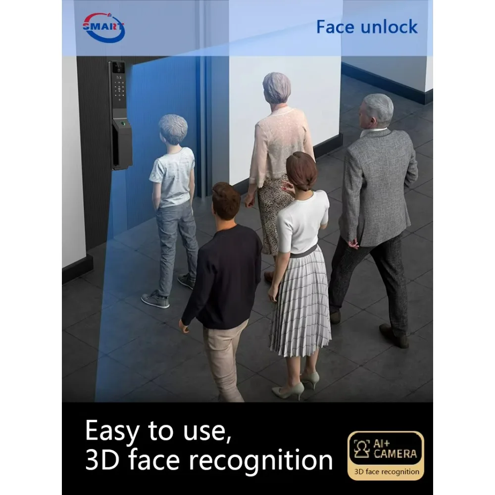 Palm Vein 3d Face Recognition Smart Door Lock with Camera Tuya Wifi Biometric Fingerprint Security Fully Automatic Smart Lock