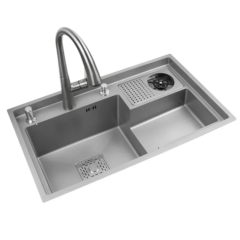 Grey Drop In Kitchen Sink Workstation Undermount Single Bowl 304 Stainless Steel Kitchen with Drain Basket accessories