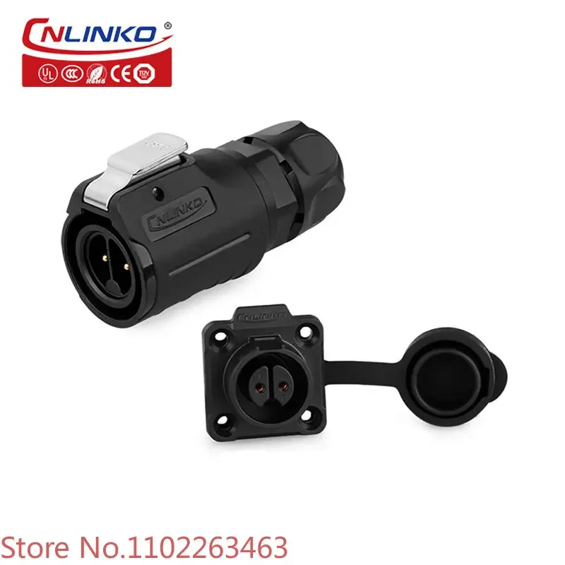 Waterproof aviation socket, 2-core forward and reverse installation, snap connector, male and female plastic four hole socket