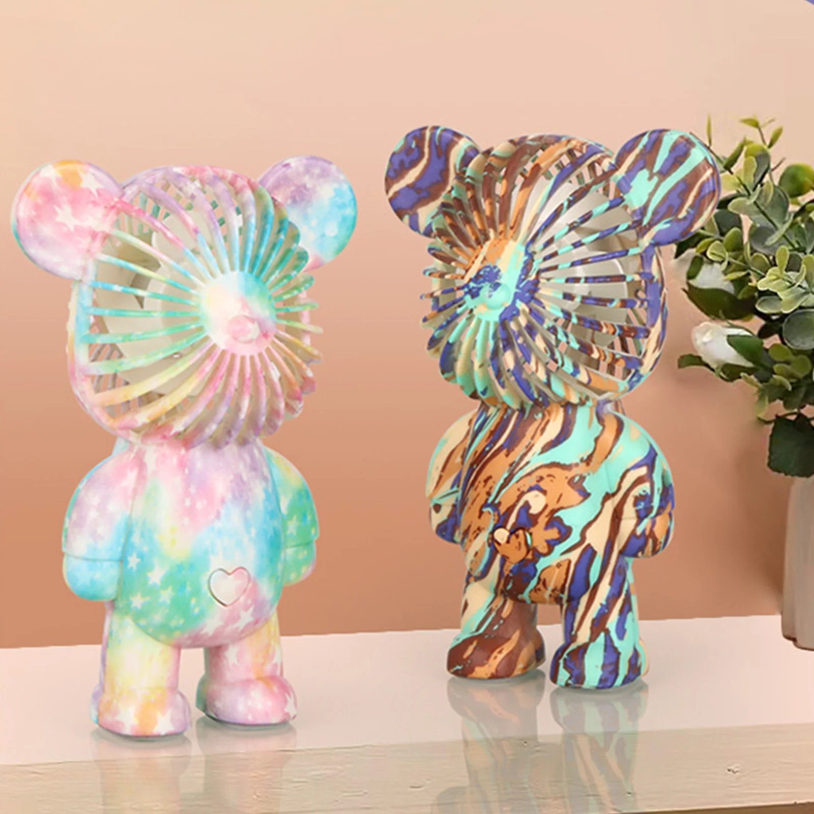 جرافيتي بير مراوح يدوية USB قابلة للشحن مروحة تبريد الهواء الكهربائي التدرج 3 سرعات لدراسة المكاتب المنزلية #4