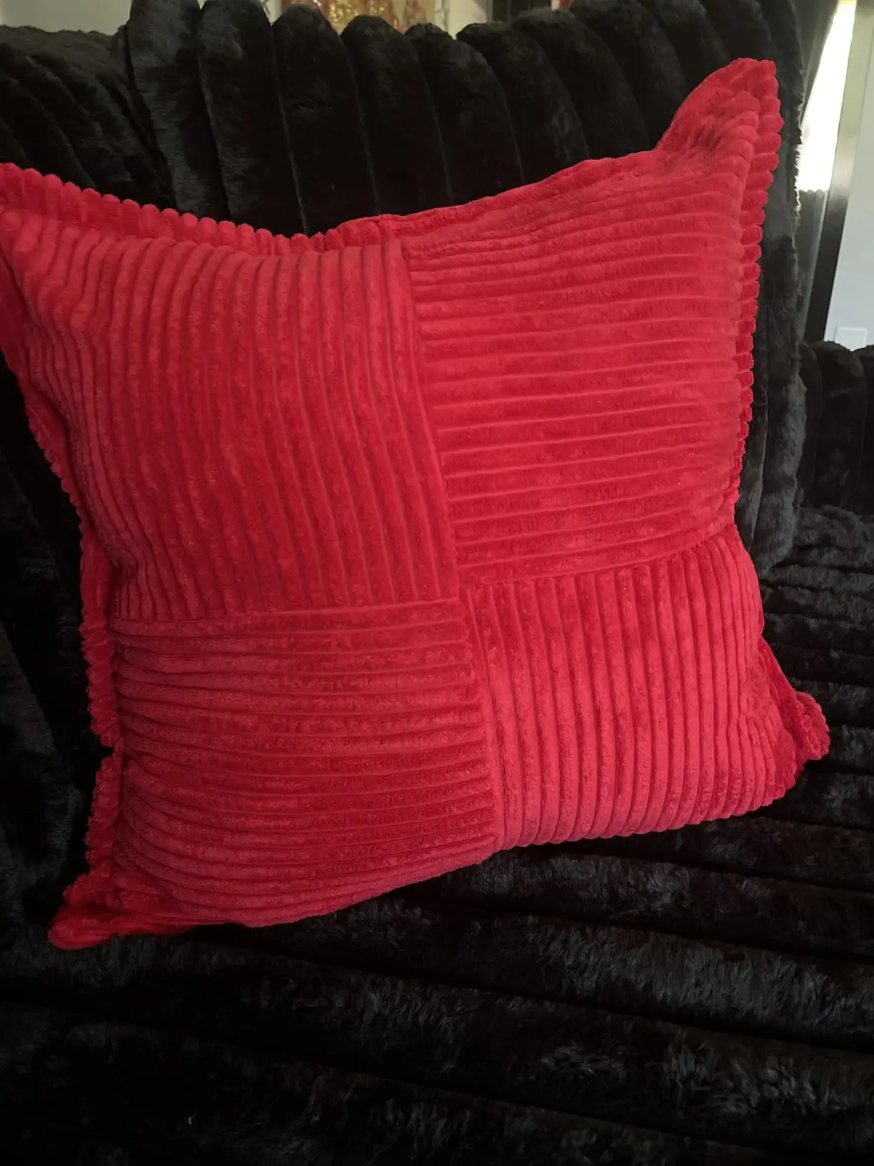 Short Corduroy Plaid Grey Cushion Cover Pillow Case For Living Room Sofa Bed Simple Bedside Pillow Backrest Covered 50 60 66CM