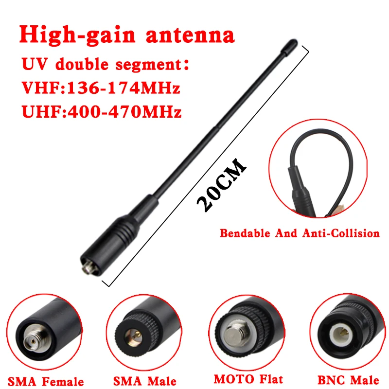 771 Dual Band Antenna VHF/UHF Radio Flexible Whip Antenna 144M/430M SMA Female for Baofeng Kenwood PUXING WOUXUN Walkie-Talkie