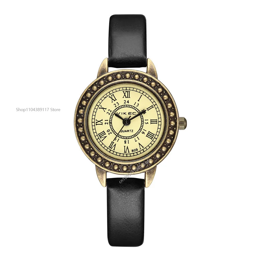 Orologi da polso da donna in pelle vintage Orologio da donna al quarzo marrone retrò Roma Orologio al quarzo da donna in pelle con cinturino sottile quadrante piccolo Relogio Feminino
