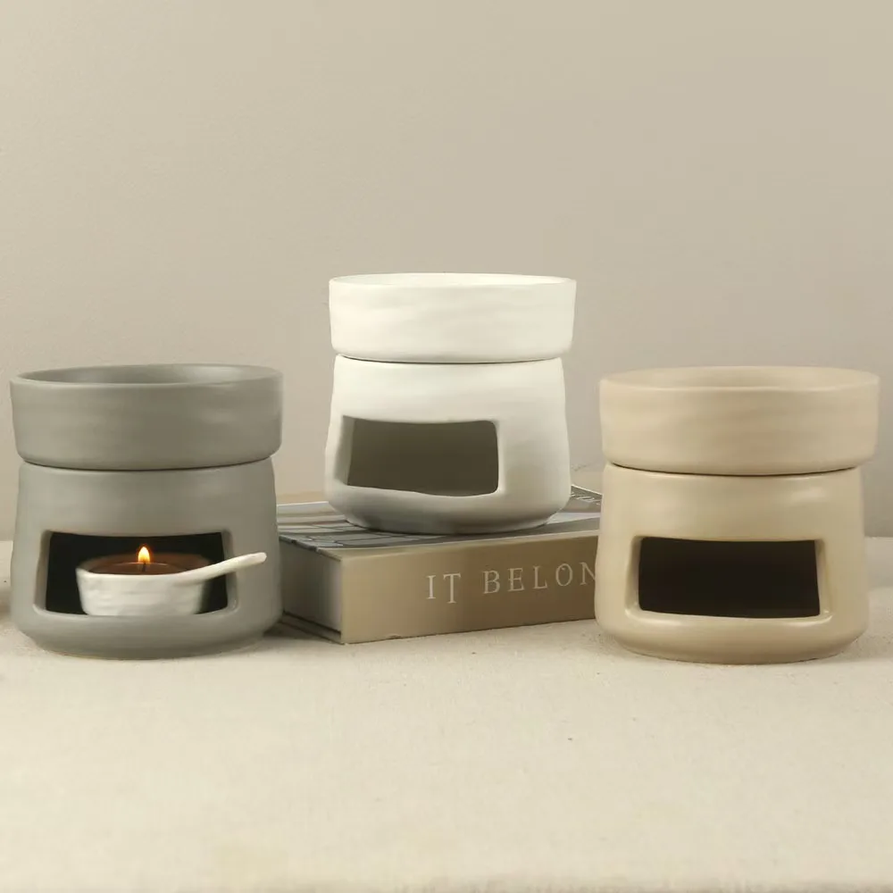 new Ceramic Candle Holder Wax Melt Oil Burner Diffuser Fragrance Tray Aromatherapy Furnace Candlestick Home Decoration
