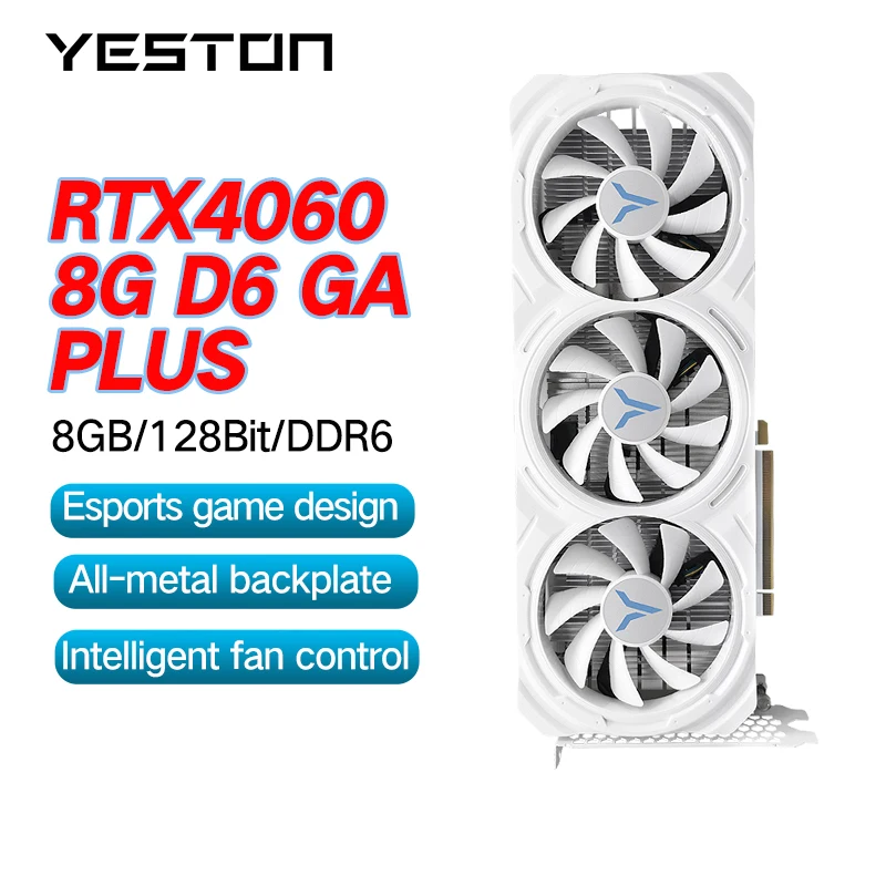 YESTONゲーミンググラフィックスカード、デスクトップビデオカード、8 GB Gddr6、128ビット、pci-e 4.0、hdmi 8ピン、rtx 4060、rtx 4060 ti、8g