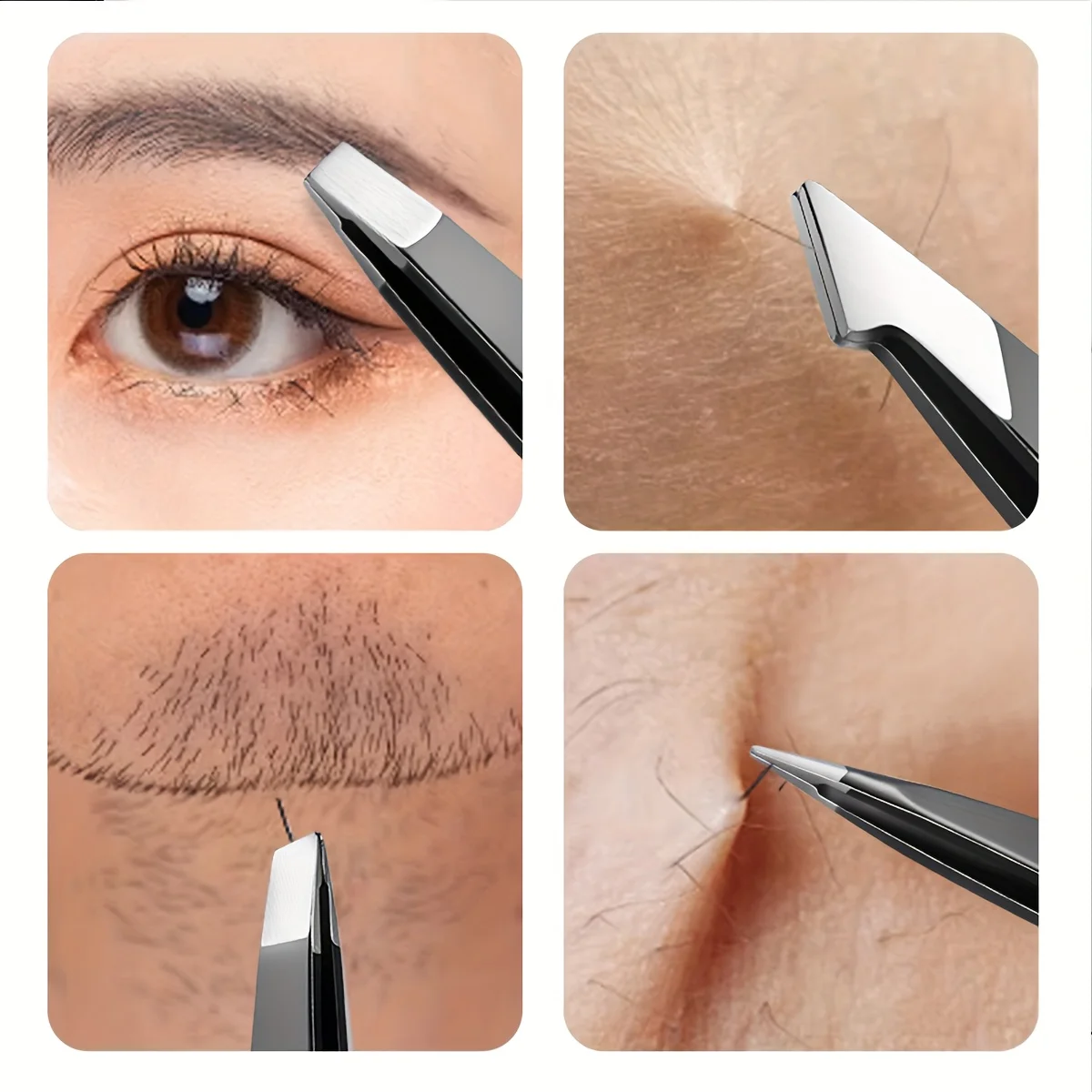 4 pçs pinças conjunto pinças faciais femininas pinças de perna remoção do cabelo para infecções profissional clipe de precisão de aço inoxidável