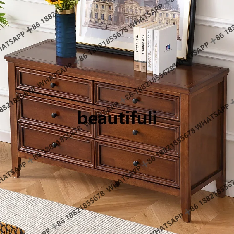 M138   American six-chest cabinet solid wood living room porch cabinet locker bedroom storage bucket cabinet retro home