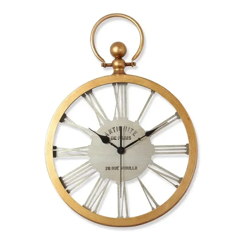 Nordic Retro Silent Wall Clock - American Country Style, Large Size for Dining/Living Room/Bedroom, Creative Home Decor