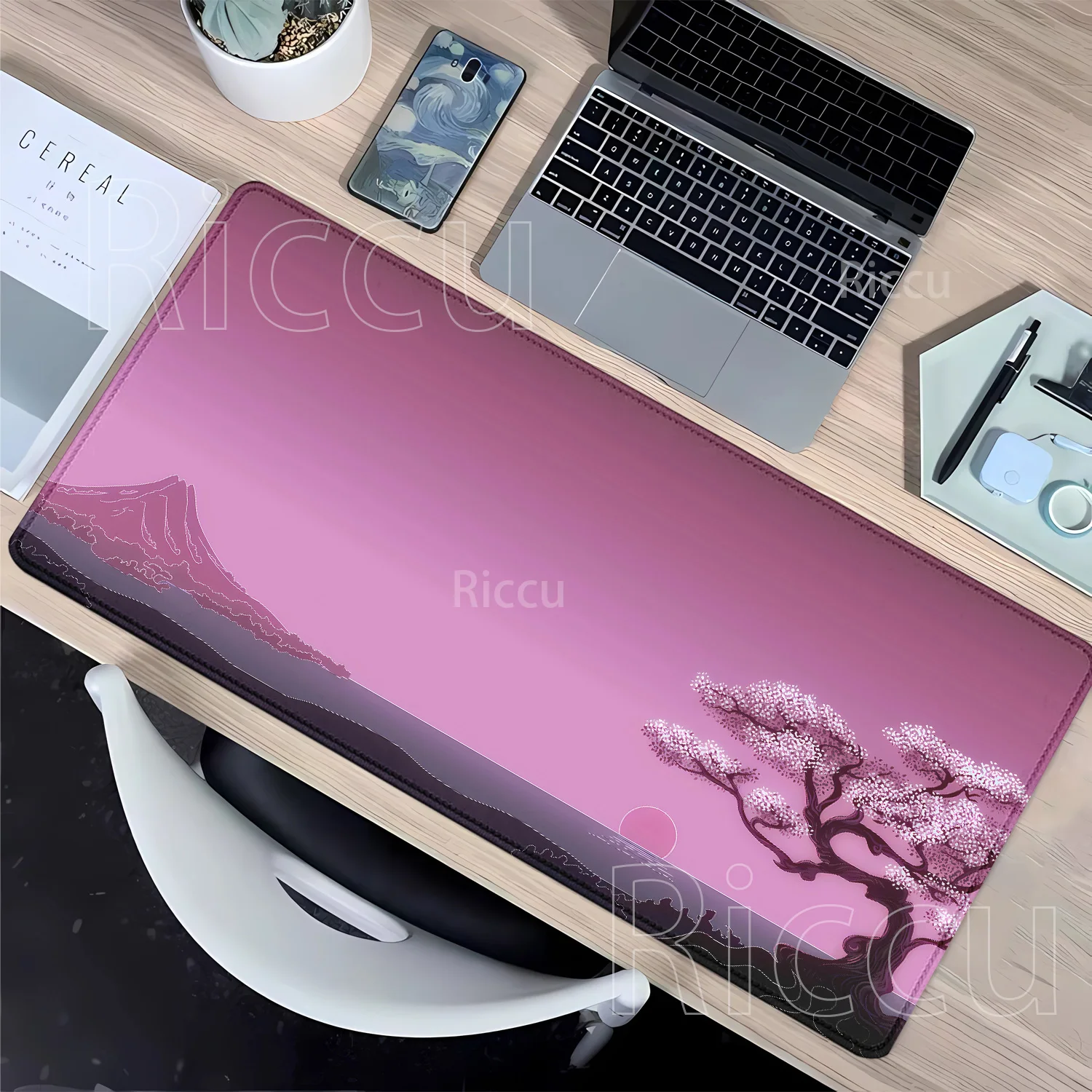 Mauspad Japan Kirschblüte Sakura Laptop Gaming Mauspad Anime Büro Spiel Tastatur Overlock HD Druck 400x900mm Schreibtischunterlage