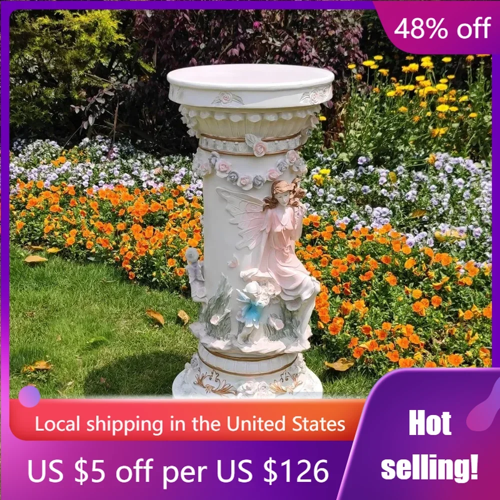 Flower Fairy Roman Column with Greek Column Large Size Statue Pedestal Stand Holder for Indoor Outdoor Party Decor ,32.8'' High