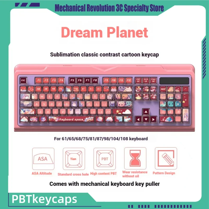 

Dream Planet Theme Keycaps 116 Key Asa Profile Cartoon Anime Game Mechanical Keyboard Pink Keycaps Pbt Thermal Sublimation