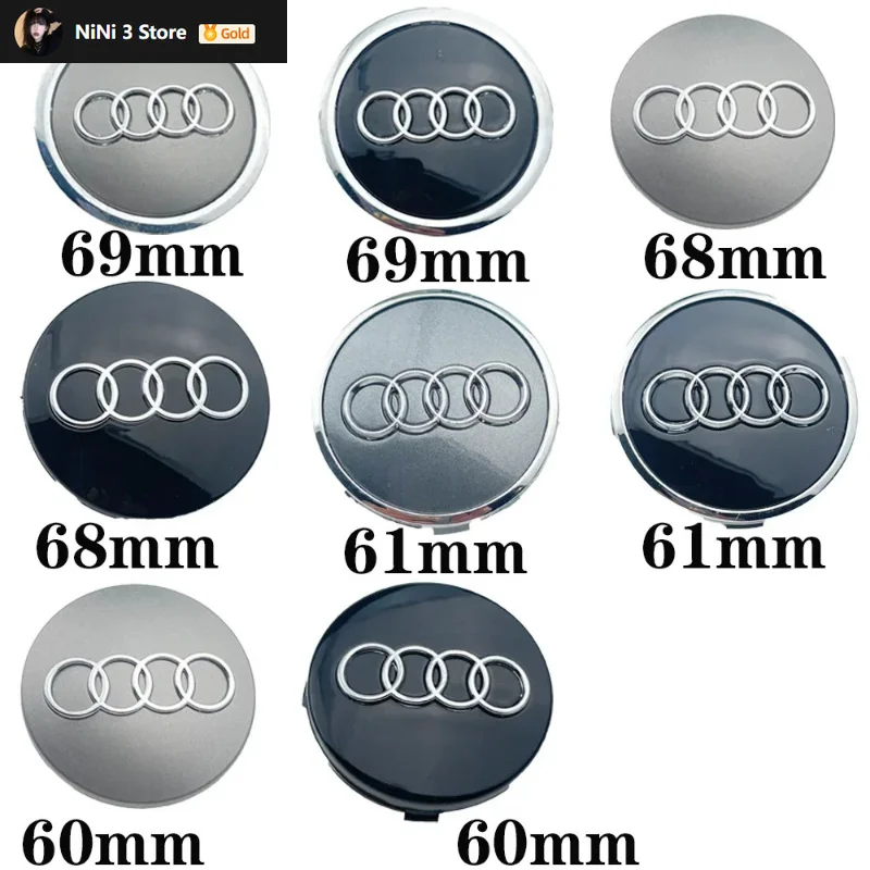 4 pçs adequado para audi tt a3 a4 a5 a6 a7 a8 s4 s6 a1 a2 q2 q3 cubo da roda automotiva centro capa crachá acessórios de modificação