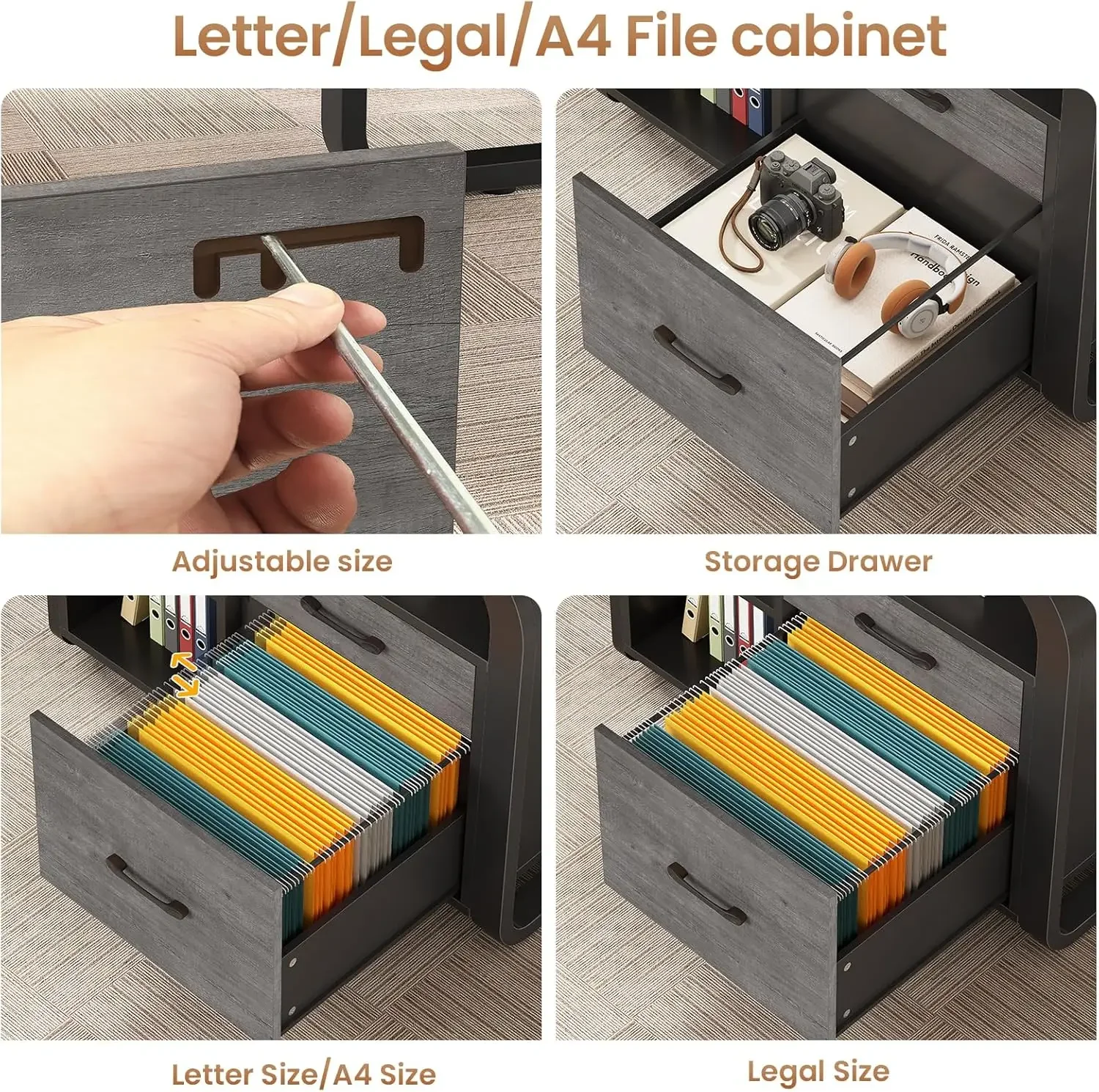 63 Inch Executive Desk, L Shaped Desk with Drawers, Large Office Desk with File Drawer, Computer Desk with Mobile CPU Stand