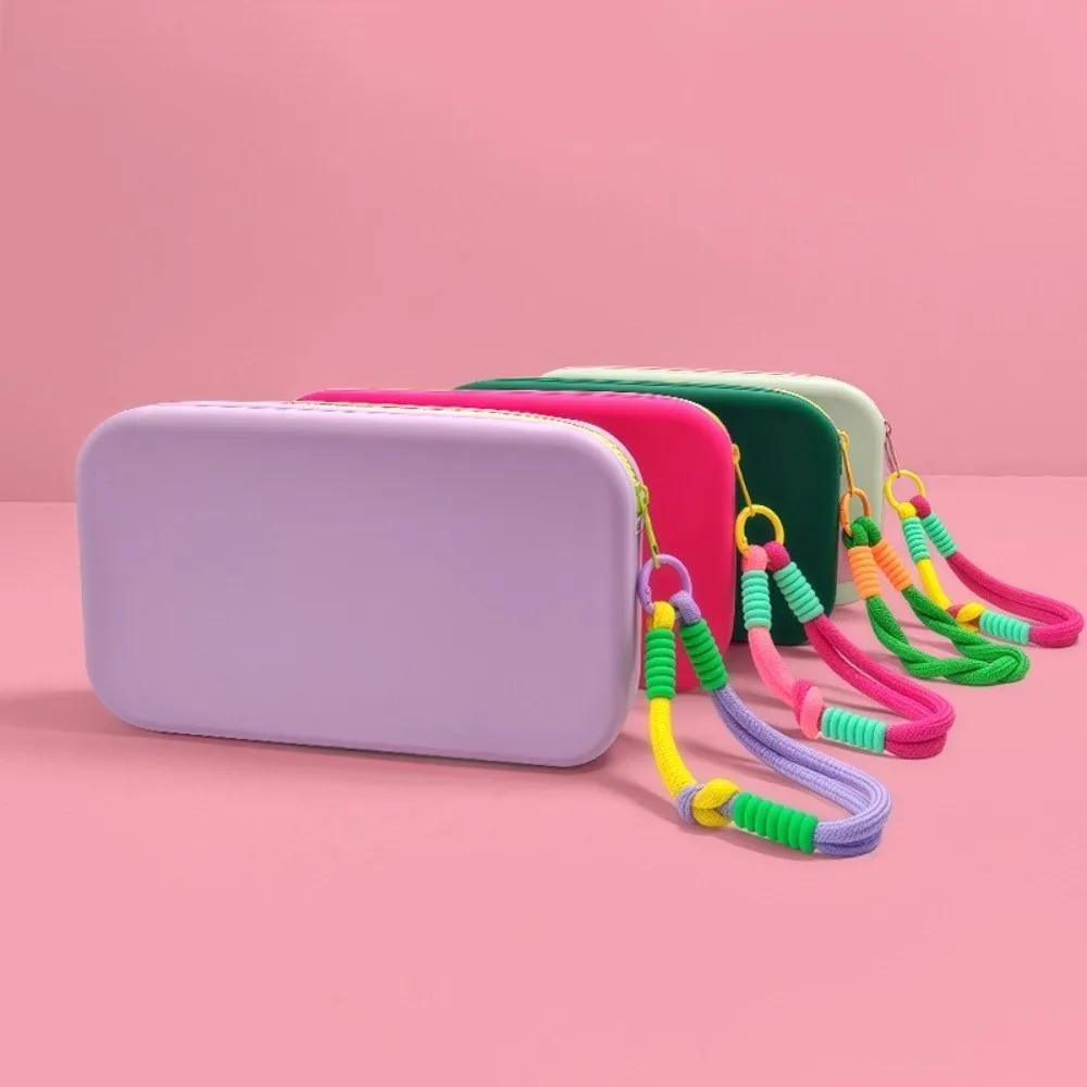 Silicone Makeup Bag Square Large Capacity Cosmetic Pouch Waterproof with Zipper Headphone Key Storage Bag for Women Girls