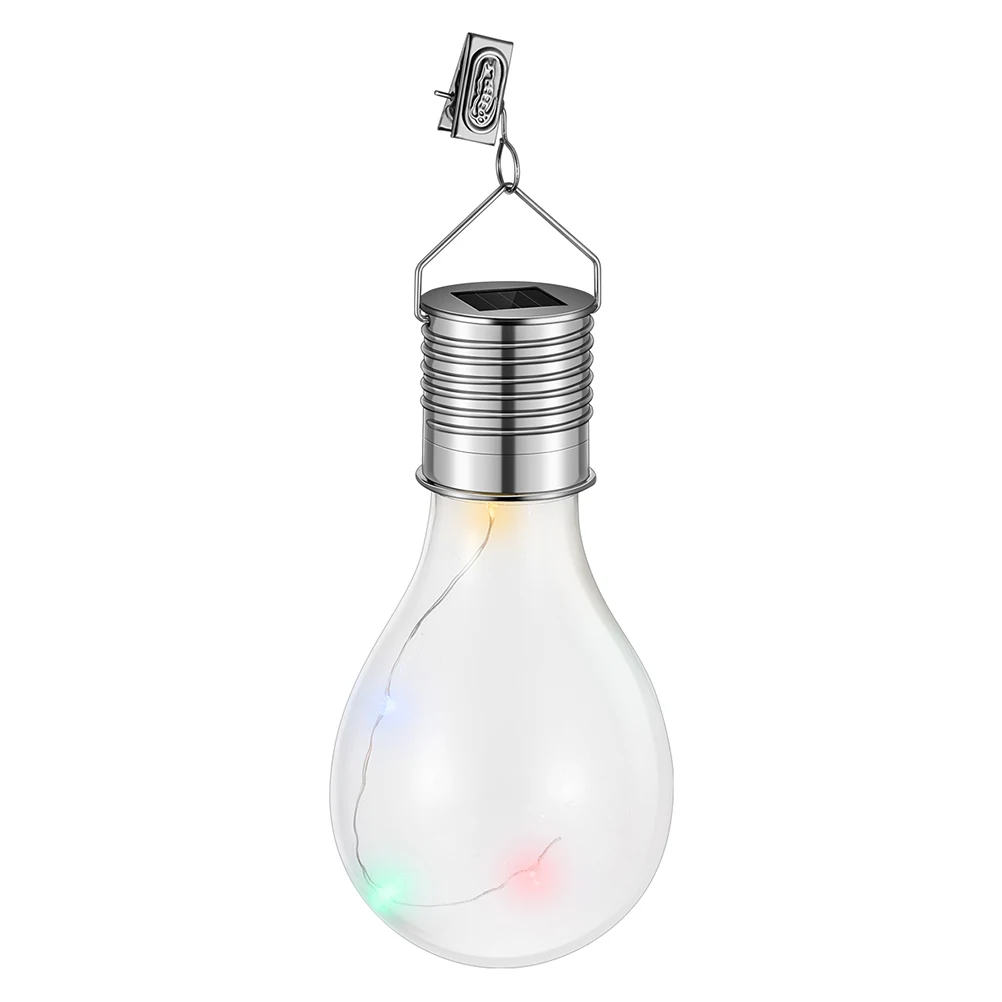 

4pcs Solar Powered Glass Bulb LED Copper Wire Lights Lamp Hanging Lamp Bulb for Garden (Transparent, Colorful Lights)
